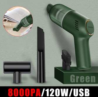 8000Pa 120W Draagbare Draadloze Auto Stofzuiger Handheld Oplaadbare Draadloze Bedrade Cleaner Dust Catcher Voor Auto/Home groen draadloze