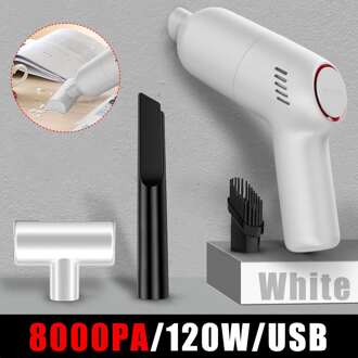 8000Pa 120W Draagbare Draadloze Auto Stofzuiger Handheld Oplaadbare Draadloze Bedrade Cleaner Dust Catcher Voor Auto/Home wit draadloze