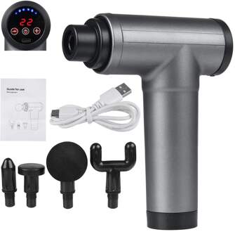 8000r/Min Therapie Massage Gun 4/22 Versnellingen Muscle Massager Pijn Sport Massage Machine Relax Body Afslanken Relief Met 4 heads 22 Gears grijs