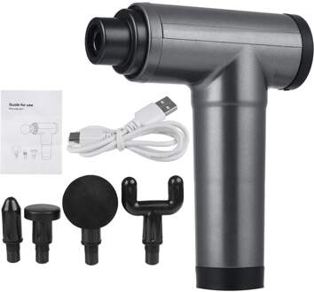 8000r/Min Therapie Massage Gun 4/22 Versnellingen Muscle Massager Pijn Sport Massage Machine Relax Body Afslanken Relief Met 4 heads 4 Gears grijs