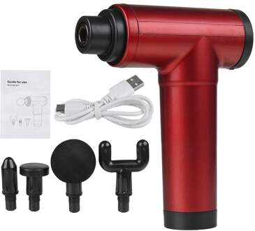 8000r/Min Therapie Massage Gun 4/22 Versnellingen Muscle Massager Pijn Sport Massage Machine Relax Body Afslanken Relief Met 4 heads 4 Gears rood