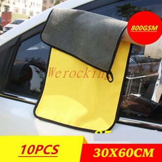 800GSM 3/5/10Pcs Wasstraat Microfiber Handdoek Car Cleaning Drogen Doek Verf Zorg Doek Detaillering Wassen handdoek Reiniging Gereedschap 10stk 30X60CM 800GSM