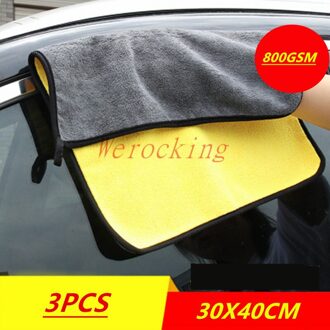 800GSM 3/5/10Pcs Wasstraat Microfiber Handdoek Car Cleaning Drogen Doek Verf Zorg Doek Detaillering Wassen handdoek Reiniging Gereedschap 3stk 30X40CM 800GSM