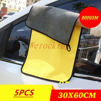 800GSM 3/5/10Pcs Wasstraat Microfiber Handdoek Car Cleaning Drogen Doek Verf Zorg Doek Detaillering Wassen handdoek Reiniging Gereedschap 5stk 30X60CM 800GSM