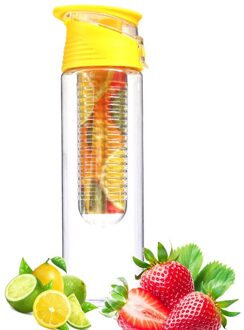 800Ml Infuser Water Fles Plastic Fruit Infusie Kids Drinken Outdoor Sport Fles Sap Lemon Draagbare Keuken Accessoires geel