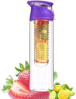 800Ml Infuser Water Fles Plastic Fruit Infusie Kids Drinken Outdoor Sport Fles Sap Lemon Draagbare Keuken Accessoires Paars