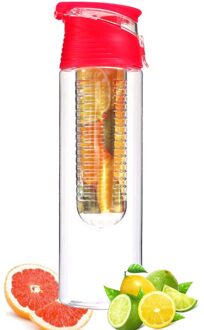 800Ml Infuser Water Fles Plastic Fruit Infusie Kids Drinken Outdoor Sport Fles Sap Lemon Draagbare Keuken Accessoires roos rood