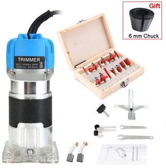 800W Houtbewerking Elektrische Router Trimmer Hout Frezen Graveermachine Hand Carving Machine Hout Router Met Frees Blauw