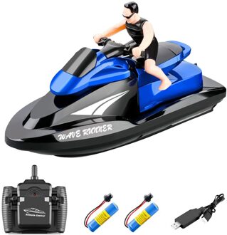 809 Rc Motorboot Rc Boot High Speed Afstandsbediening Boot Voor Zwembaden Meren 2.4Ghz Waterdichte Speelgoed Goft voor Kids blauw 2 Batteries