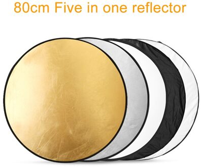 80Cm 5 In 1 Goud Zilver Wit Zwart Zacht Licht Foto Reflector Portable Inklapbare Licht Ronde Fotografie Voor Studio