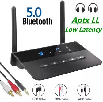 80M Bluetooth 5.0 Zender Ontvanger Aptx Ll Lage Latency Draadloze Audio Adapter 3.5Mm Aux Rca Jack Voor Pc tv Hoofdtelefoon