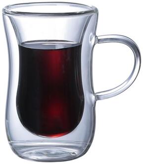 80Ml Transparante Glazen Beker Met Handvat Double-Layer Glas Koffie Europese Stijl Koffie Mok Latte Espresso iced Tea Cup