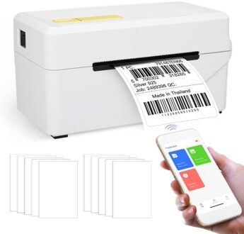 80mm Label Printer Wireless Desktop Thermal Printing Machine for Shipping Tags Business Restaurant Kitchen Supermarket Home Office Retail Store