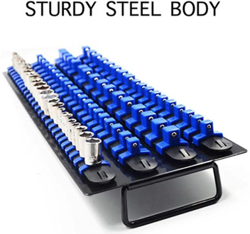 80PCS Socket Organizer Holder Metal Rail 26PCS 1/4 Inch 30PCS 3/8 Inch 24PCS 1/2 Inch Portable Socket Organizer Tray