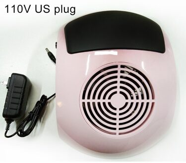 80W Nail Stofafzuiging Collector Nail Art Salon Apparatuur Nail Stofzuiger Machine Met 1 Stofzak BQ607-roze-US