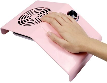 80W Sterke Nail Stofafzuiging Collector Stofzuiger Met Stofzak Nail Art Salon Tool Nail Dust Collector 858-2C-roze