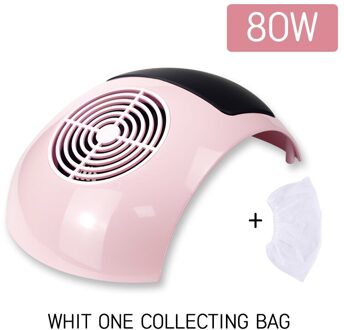80W Stofzuiger Voor Manicure Met Krachtige Ventilator Voor Manicure Gereedschap Speed Control Nail Dust Collector Nail Vacuume Schoner fan roze Nail Cleaner