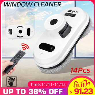 80W Window Cleaning Robot with 14 Cloths Window Robot Vacuum Cleaner Electric Remote Control Magnetic Brush for Window Cleaning