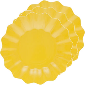 80x Diepe kartonnen bordjes geel 27 cm