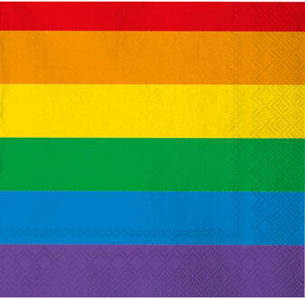 80x Gay pride thema servetten regenboog 33 x 33 cm Multi