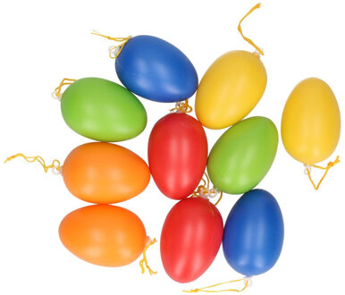 80x Gekleurde plastic eieren 6,5 cm Pasen hangdecoratie voor Paastak - Paaseieren - Paasversiering / Paasdecoratie
