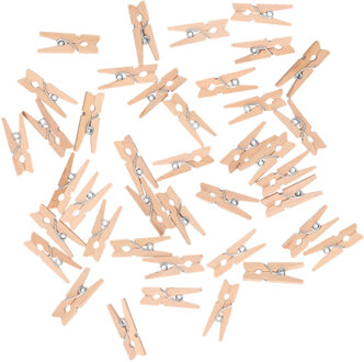 80x mini decoratieve houten clips - 25mm - knijpers