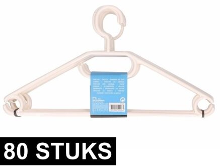 80x Plastic kledinghangers wit