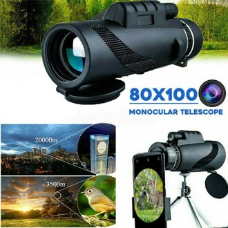 80X100 Vergroting Portable Statief Monoculaire Telescoop Dag/Nacht Outdoor Camping Telefoon Clip Krachtige Monoculaire Telescoop statief Monocular