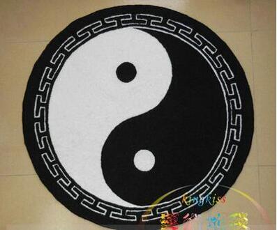 80X80CM Ronde Zwart Wit Tai Chi Tapijt Tapijt Stoel Mat Woonkamer Anti Slip Mat Tapijt 60cm