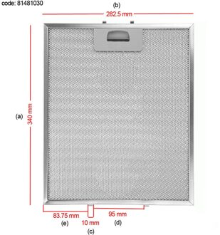 81481030 Afzuigkap Metalen Vet Filter Voor-Teka DY90, DP90, DH90 340x280mm