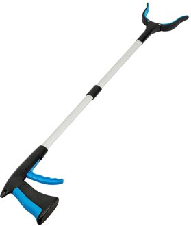 81Cm Opvouwbare Vuilnis Pick Up Tool Grabber Reacher Stok Bereiken Grijpen Vouwen Prullenbak Nest Grabber Reacher Verlengen blauw
