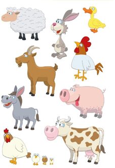 81x stuks Boerderij dieren stickers - kinderstickers - stickervellen - knutselspullen Multi