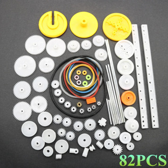 82PCS/Set Plastic Gear Package Kit DIY Gear Assortment Accessories Set for Toy Motor Car Robot Various Gear Axle Belt Bushings