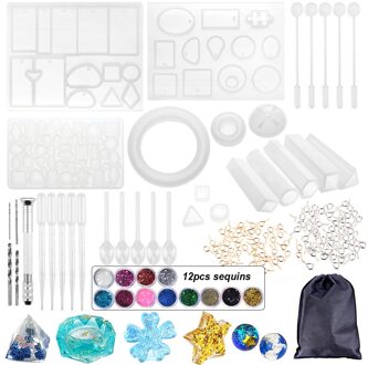 83 Pcs Hars Mallen Diy Siliconen Gieten Mallen En Gereedschap Set Met Een Zwarte Opbergtas Voor Diy Sieraden Craft maken
