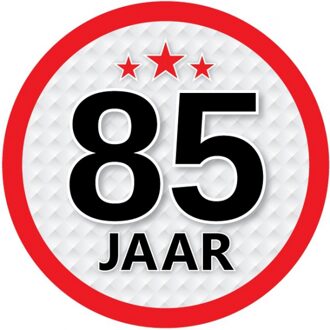 85 jaar leeftijd sticker rond 15 cm - 85 jaar verjaardag/jubileum versiering