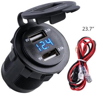 85% Sales! Auto Motorfiets Waterdichte 4.2A Dual Usb Charger Socket Met Voltmeter Draad Rood