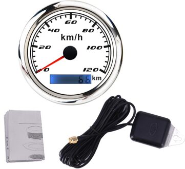 85Mm Gps Snelheidsmeter Digitale Gauge 30 60 120 200 Kmh Kilometerteller Voor Marine Boot Auto Atv Vrachtwagen Rode Backlight met Gps Antenne 0-120km h 001