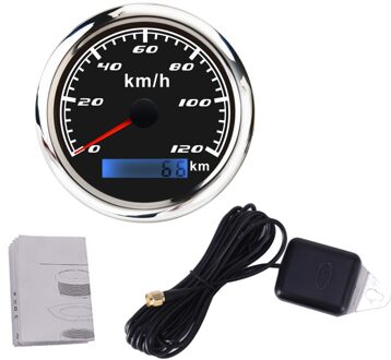 85Mm Gps Snelheidsmeter Digitale Gauge 30 60 120 200 Kmh Kilometerteller Voor Marine Boot Auto Atv Vrachtwagen Rode Backlight met Gps Antenne 0-120km h 002