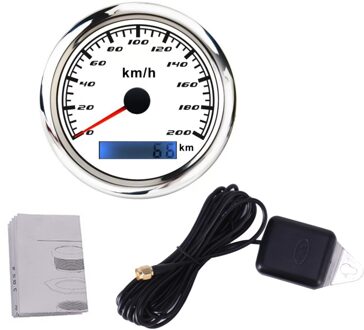 85Mm Gps Snelheidsmeter Digitale Gauge 30 60 120 200 Kmh Kilometerteller Voor Marine Boot Auto Atv Vrachtwagen Rode Backlight met Gps Antenne 0-200km h 001