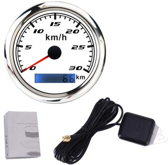 85Mm Gps Snelheidsmeter Digitale Gauge 30 60 120 200 Kmh Kilometerteller Voor Marine Boot Auto Atv Vrachtwagen Rode Backlight met Gps Antenne 0-30km h 001