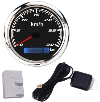 85Mm Gps Snelheidsmeter Digitale Gauge 30 60 120 200 Kmh Kilometerteller Voor Marine Boot Auto Atv Vrachtwagen Rode Backlight met Gps Antenne 0-30km h 002