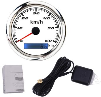 85Mm Gps Snelheidsmeter Digitale Gauge 30 60 120 200 Kmh Kilometerteller Voor Marine Boot Auto Atv Vrachtwagen Rode Backlight met Gps Antenne 0-60km h 001