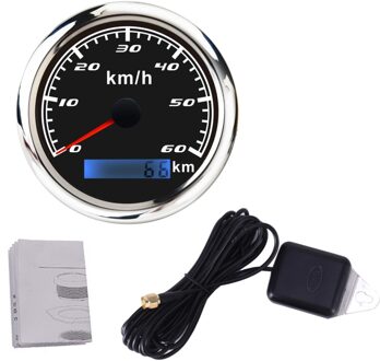 85Mm Gps Snelheidsmeter Digitale Gauge 30 60 120 200 Kmh Kilometerteller Voor Marine Boot Auto Atv Vrachtwagen Rode Backlight met Gps Antenne 0-60km h 002