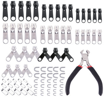 85Pcs Rits Reparatie Kit Rits Sliders Installeren Tangen Tool Rits Vervanging Rescue Instant Reparatie Kit Jacket Ritsen Fix Tang 84stk Zippers