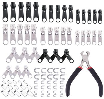 85Pcs Rits Reparatie Kit Zip Slider Rescue Universele Ritsen Vervanging Jas Kleding Zak Tent Fix Tang Naaien Handwerken Tool