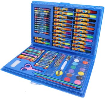 86 Pcs Kinderen Schilderen Gereedschap Art Supplies Voor Tekening Met Aquarel Pen Heerser Puntenslijper VDX99 Blauw