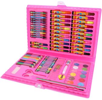 86 Pcs Kinderen Schilderen Gereedschap Art Supplies Voor Tekening Met Aquarel Pen Heerser Puntenslijper VDX99 Roze