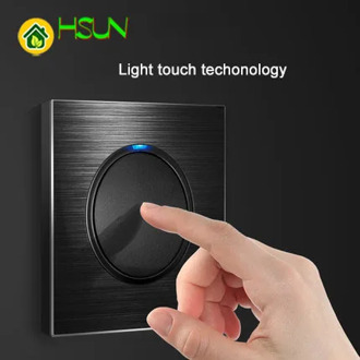 86 type 1 2 3 4 gang 1 2 way black aluminum alloy panel Switch socket light Europe Industry Switch France Germany UK socket led