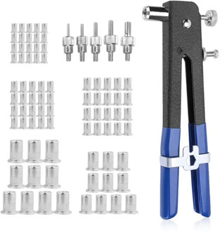 86pcs Blind Rivet Gun Heavy Duty Nut Threaded Insert Hand Riveting Kit M3-M8 Rivet Nuts Nail Gun Household Repair Tools