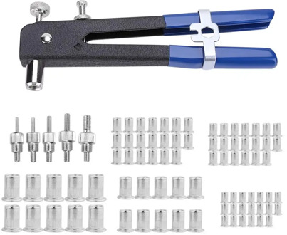 86pcs Hand Riveter Nut Rivet Gun Kit M3-M8 Manual Threaded Nut Rive Tool Stainless Steel Household Repair Tools